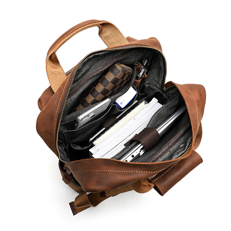 Men's Genuine Leather Large Capacity Portable Retro Backpacks