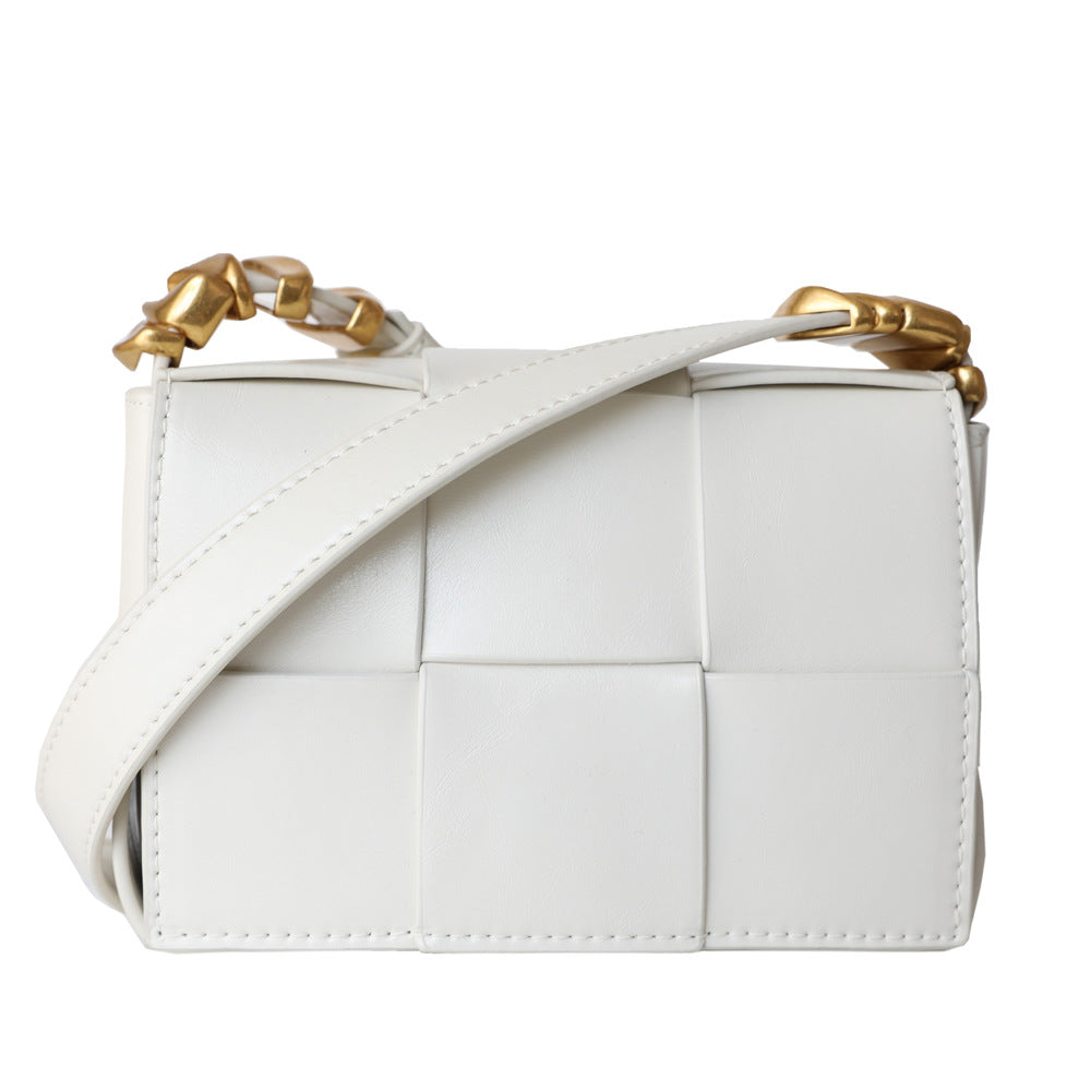 Women's Woven Genuine Leather Mini Trendy Cowhide Shoulder Bags
