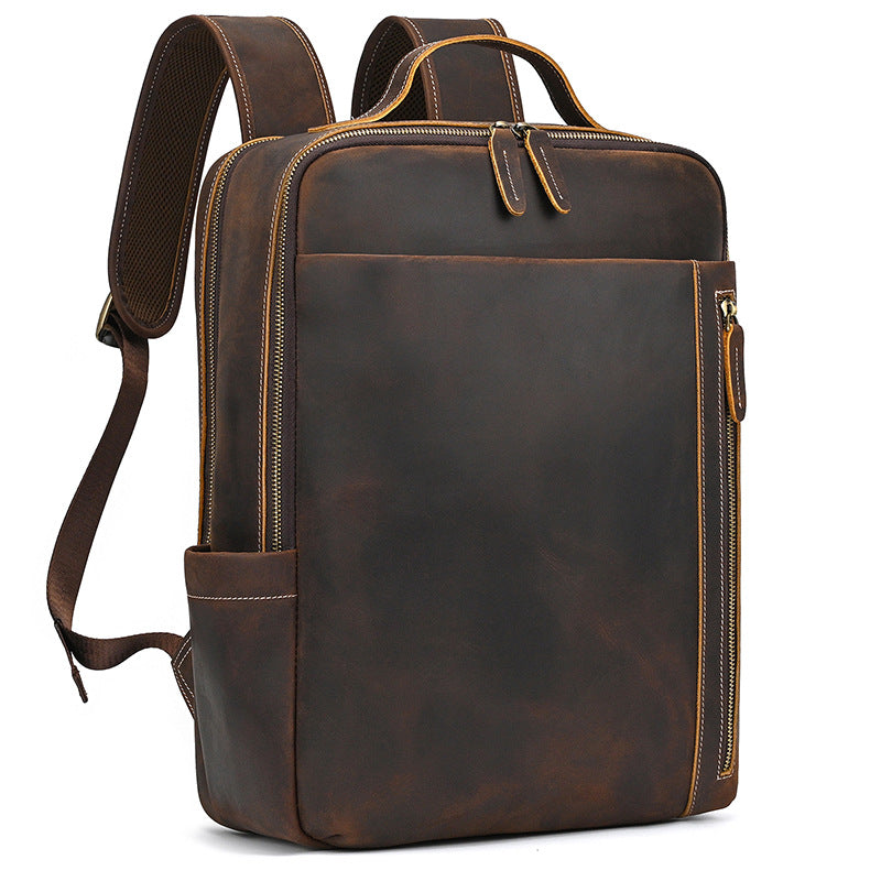 Men's Leather Crazy Horse Vintage Large Capacity Backpacks