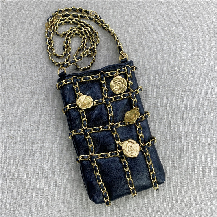 Classic Style Flower Hardware Chain Mobile Shoulder Bags