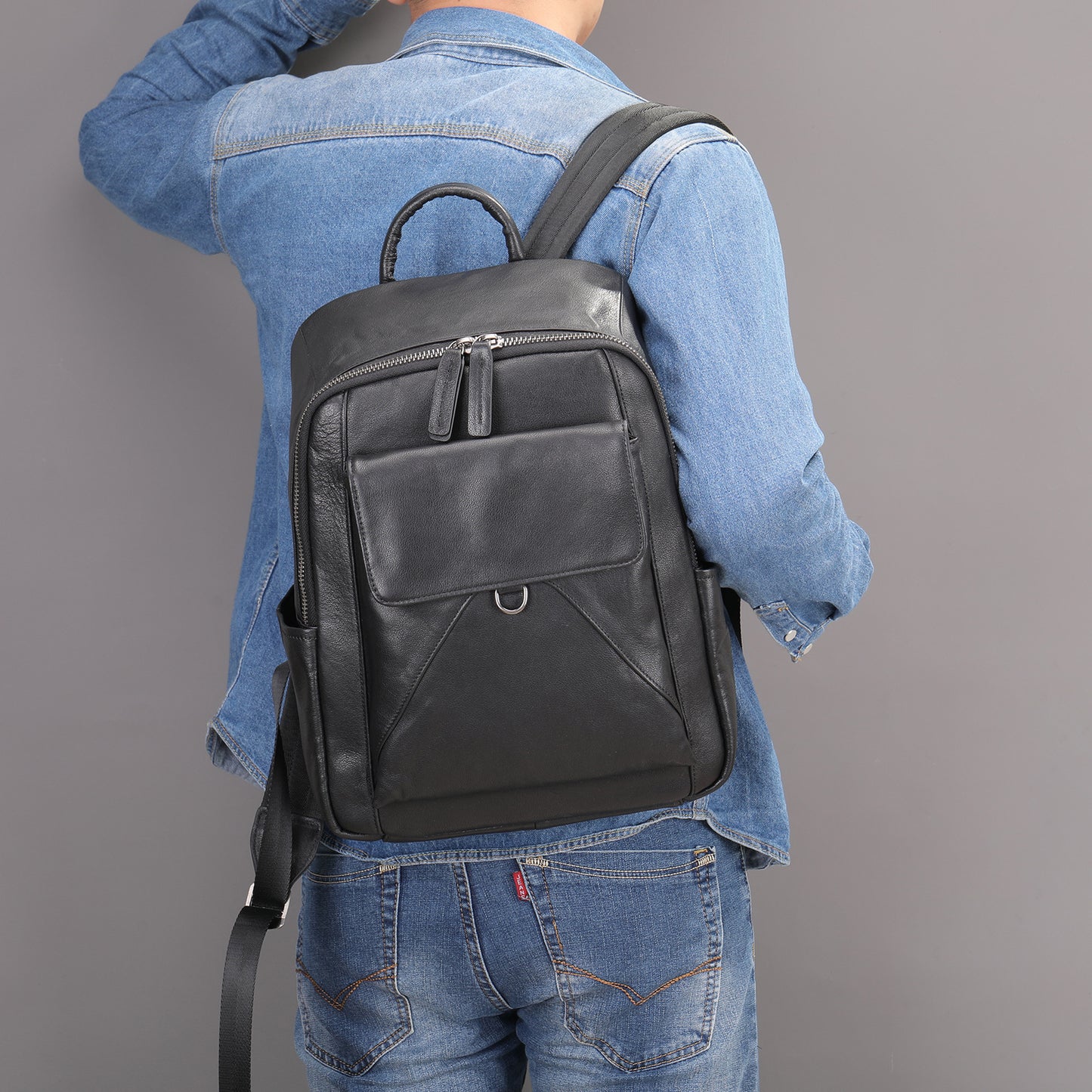 Men's Leather Crocodile Pattern For Business Away Backpacks