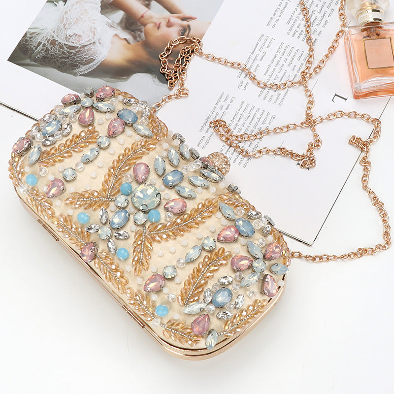 Women's Rhinestone Handmade Beaded Three-dimensional Chain Commuter Evening Bags