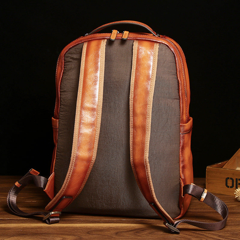 Men's Retro Genuine Leather Fashion Large Capacity Backpacks