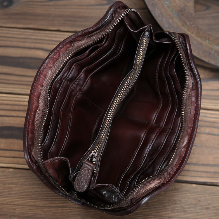Men's Tanned Washed Business Handmade Long Cowhide Men's Wallets