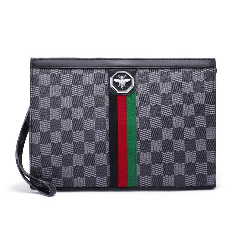 Men's Business Commute Waterproof Trendy Plaid Long Men's Handbags