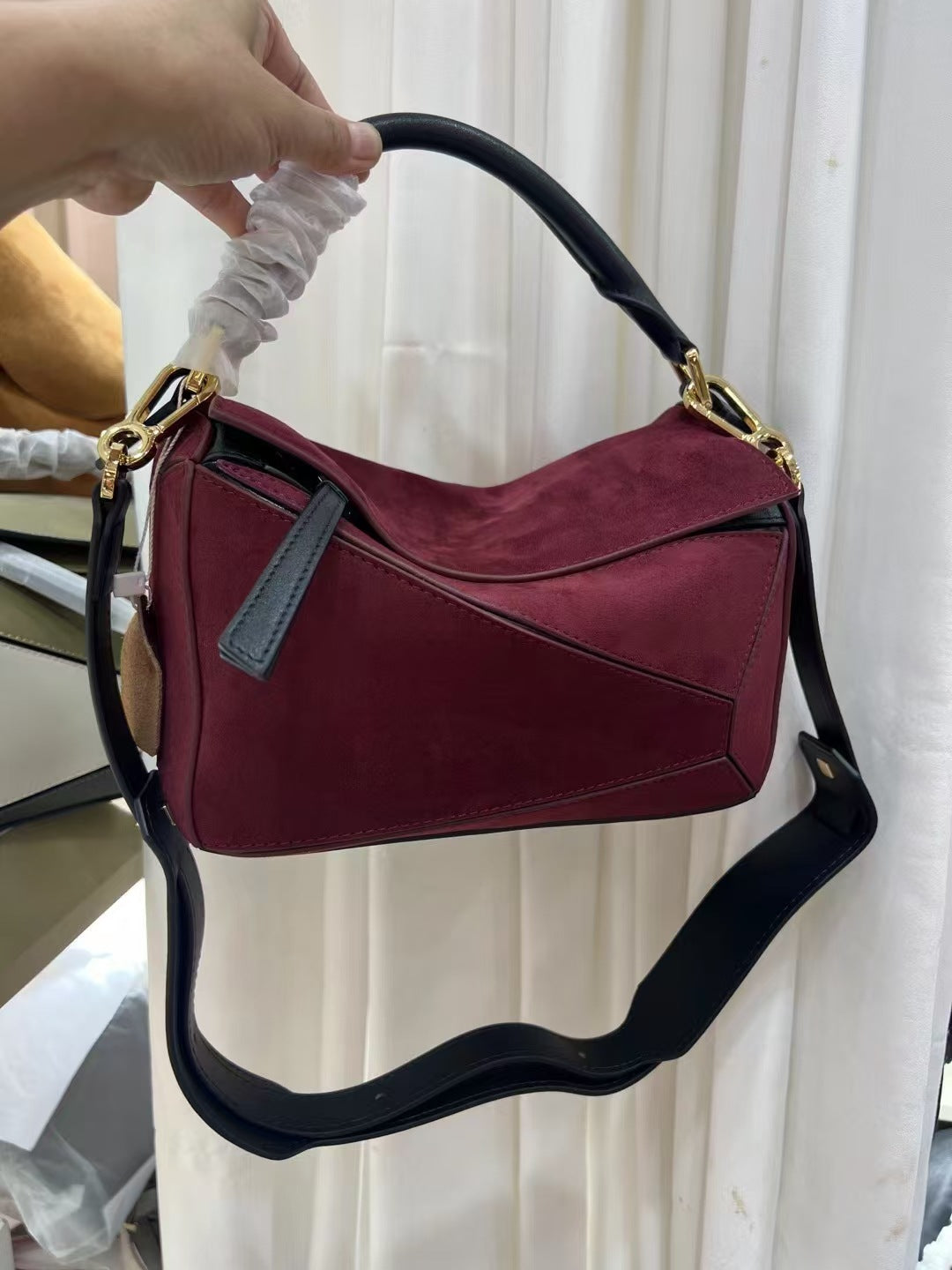 Vintage Geometric Frosted Cowhide Portable Fashion Handbags