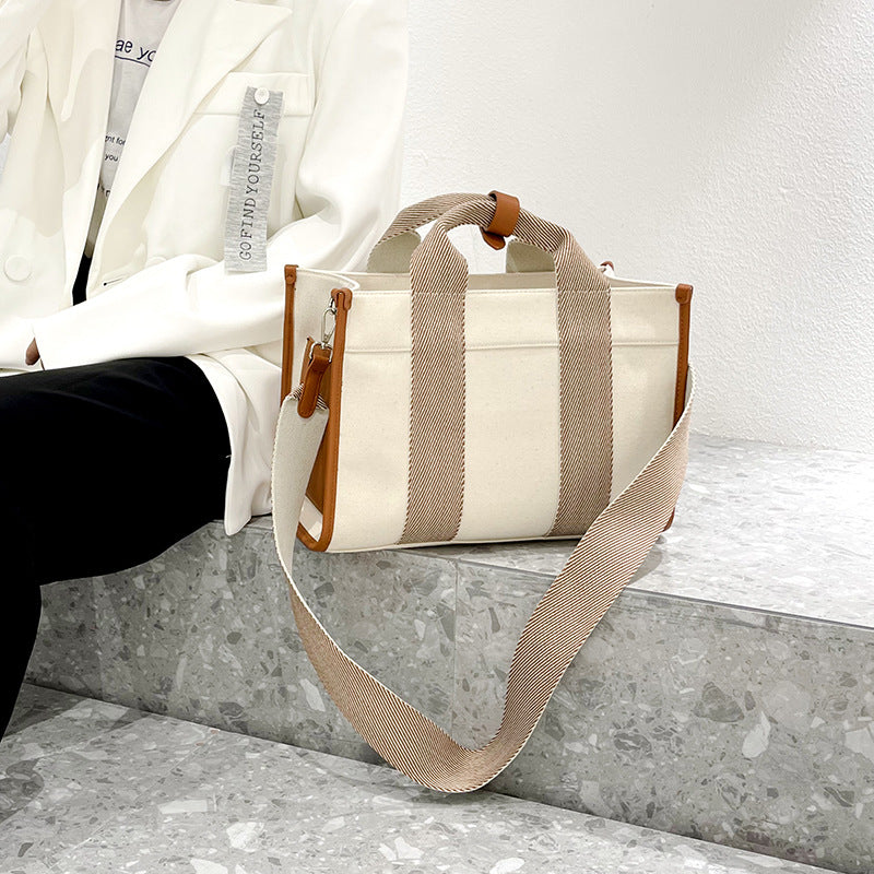 Women's Spring Fashion Korean Vintage Canvas Large Handbags