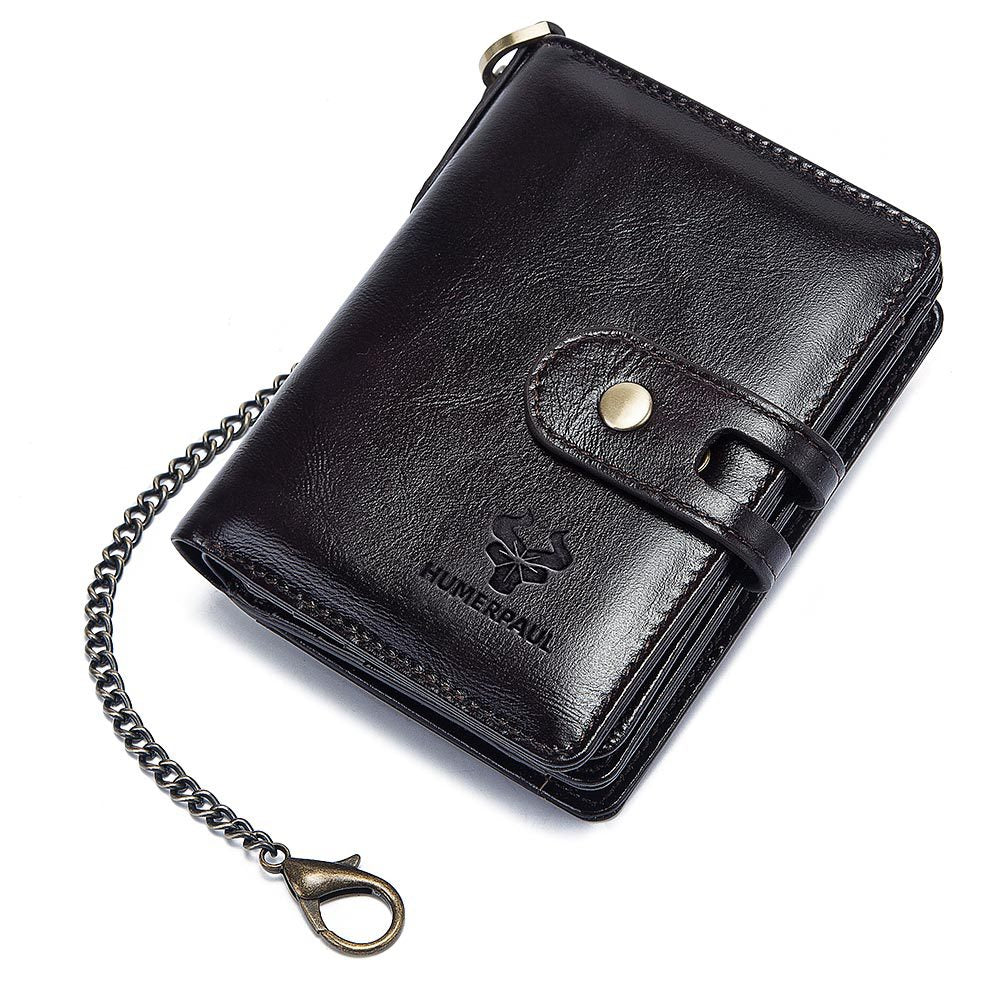 Men's Crazy Horse Zip Cowhide Genuine Leather Buckle