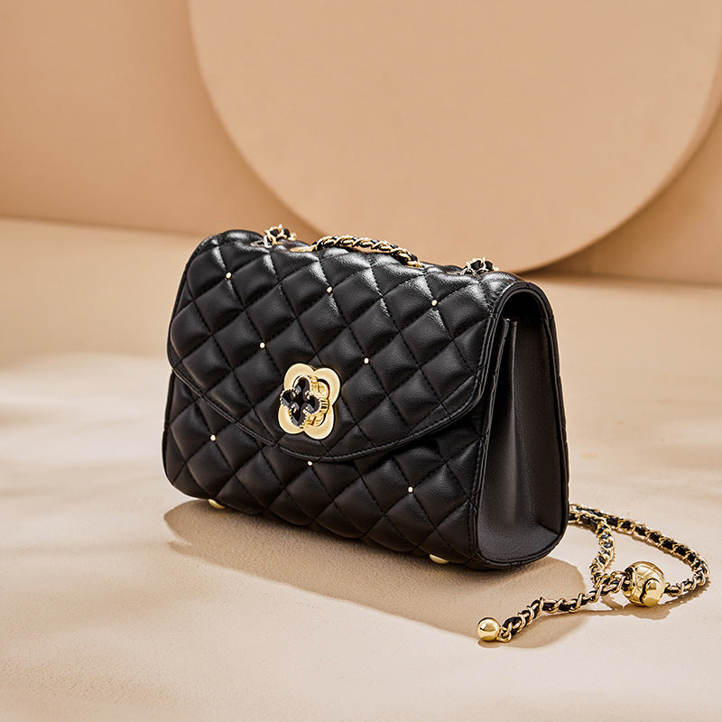 Women's Mother's Day Gift Black Chain Genuine Shoulder Bags