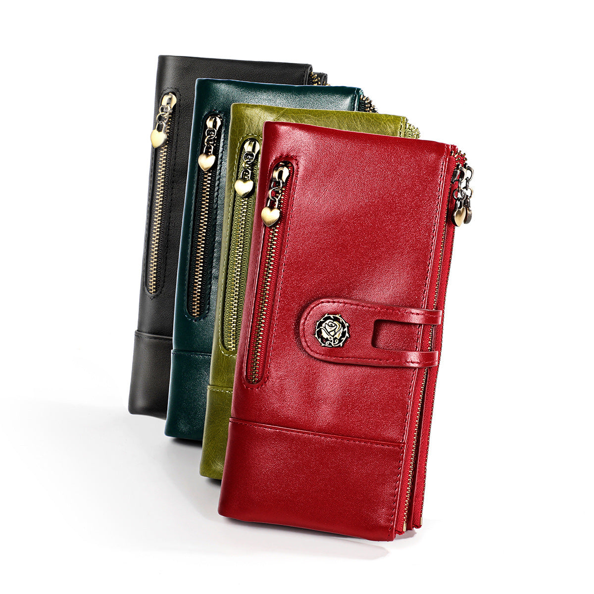 Women's Retro Leather Swiping Long Fashion Clutch Ladies Wallets