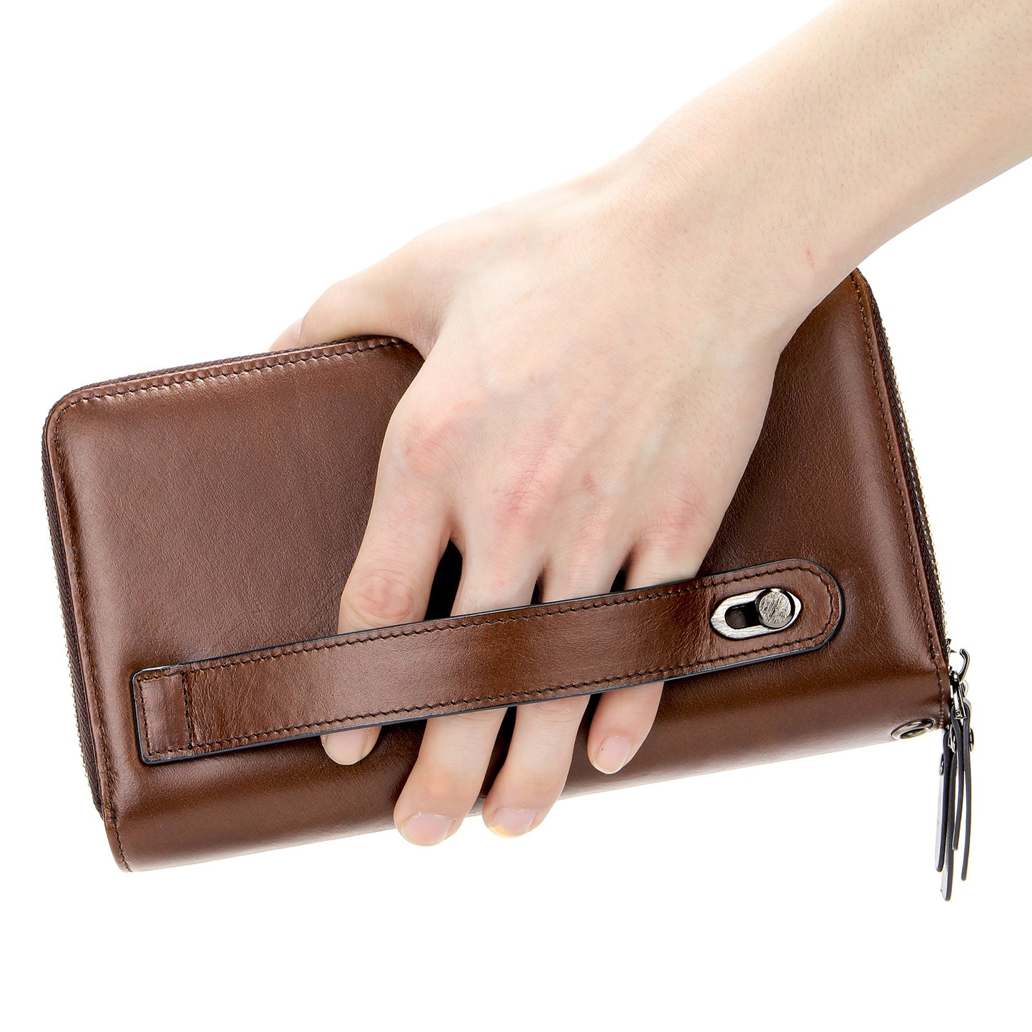 Men's Long Leather Clutch Cowhide Zip Men's Handbags