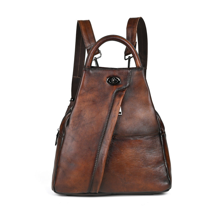 First Layer Cowhide Retro Style Brushed Large Backpacks