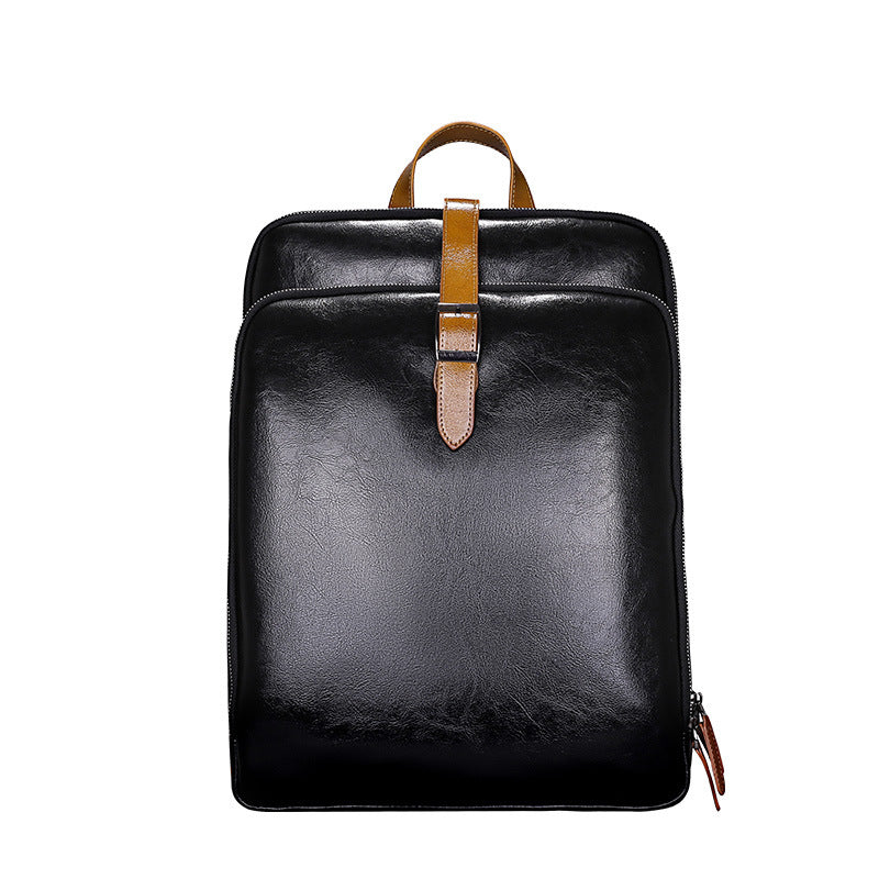 Men's Leather Business Fingerprint Large Capacity Backpacks
