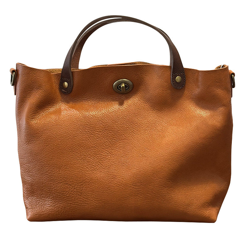 Women's Vegetable Tanned Leather Top Layer Genuine Portable Bags