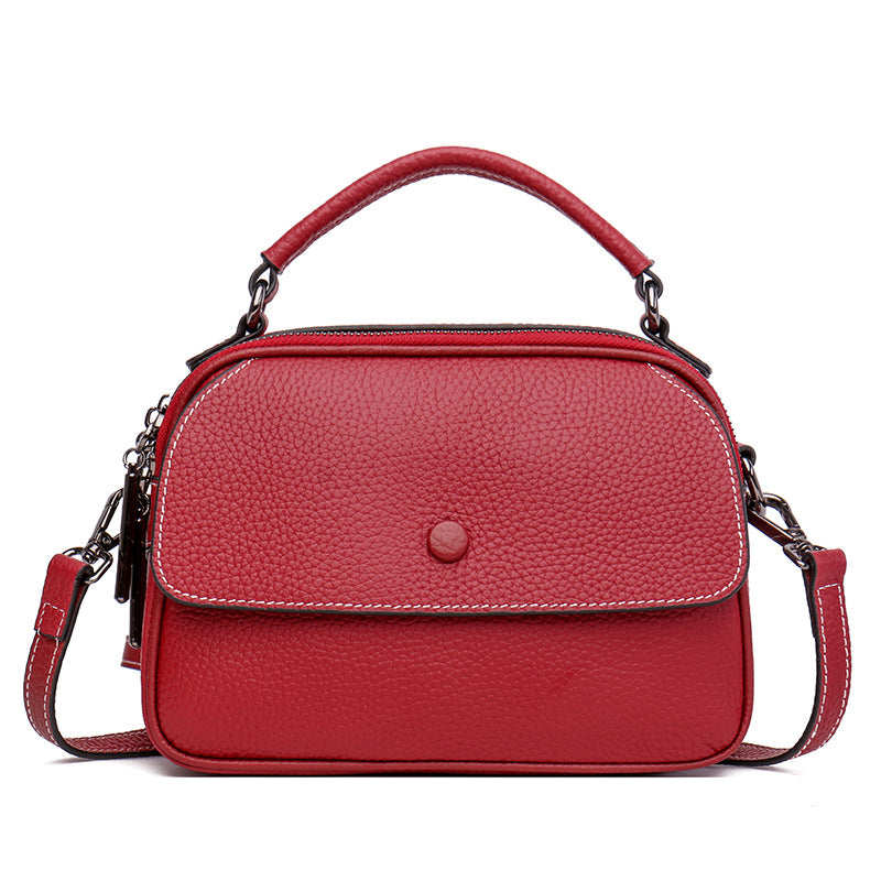 Women's First Layer Cowhide Fashion Simple Textured Shoulder Bags