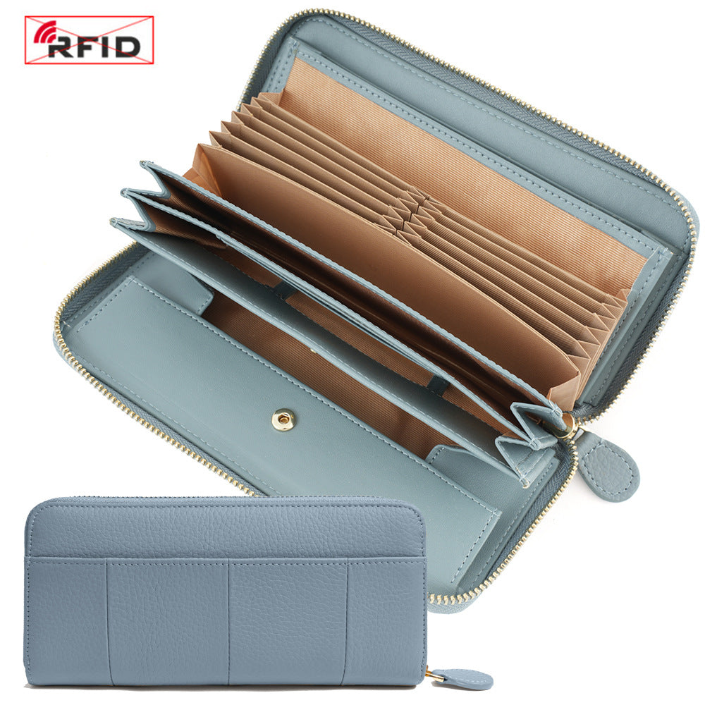 Women's Long Genuine Leather Multiple Slots Large Ladies Wallets