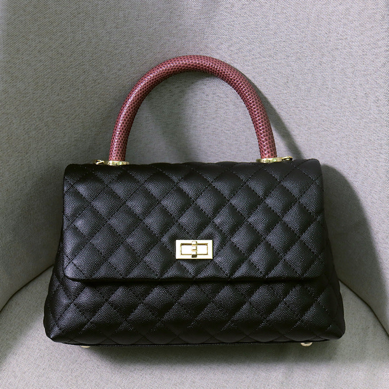 Rhombic Chain Genuine Leather Caviar Classic Style Handbags