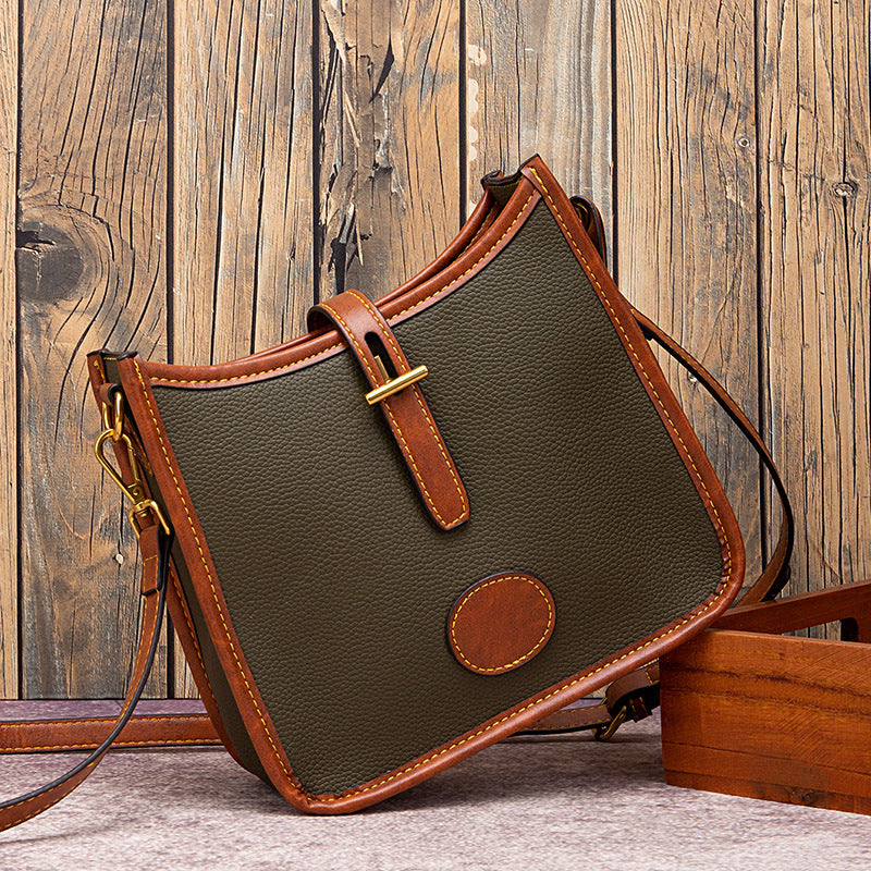 Women's Fashion Retro Grain Pebble Pattern Contrast Crossbody Bags