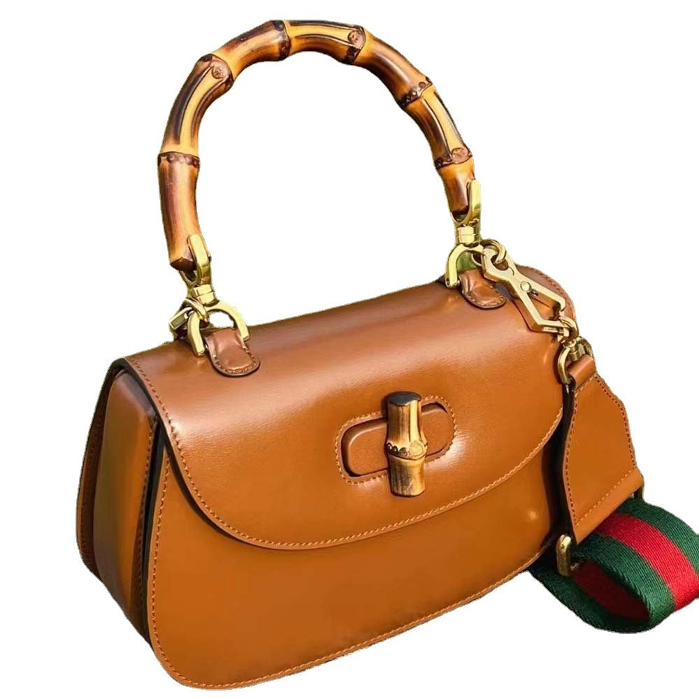 Women's Bamboo Joint Saddle Fashion Retro Leather Crossbody Bags