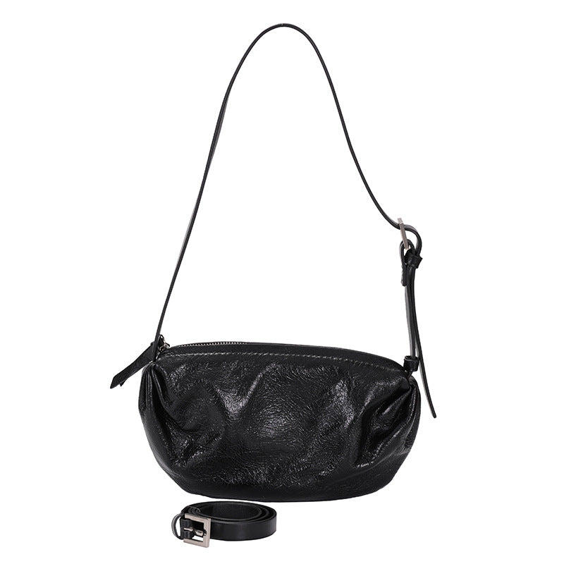 Women's Niche Pleated Dumpling First Layer Cowhide High-grade Underarm Shoulder Bags