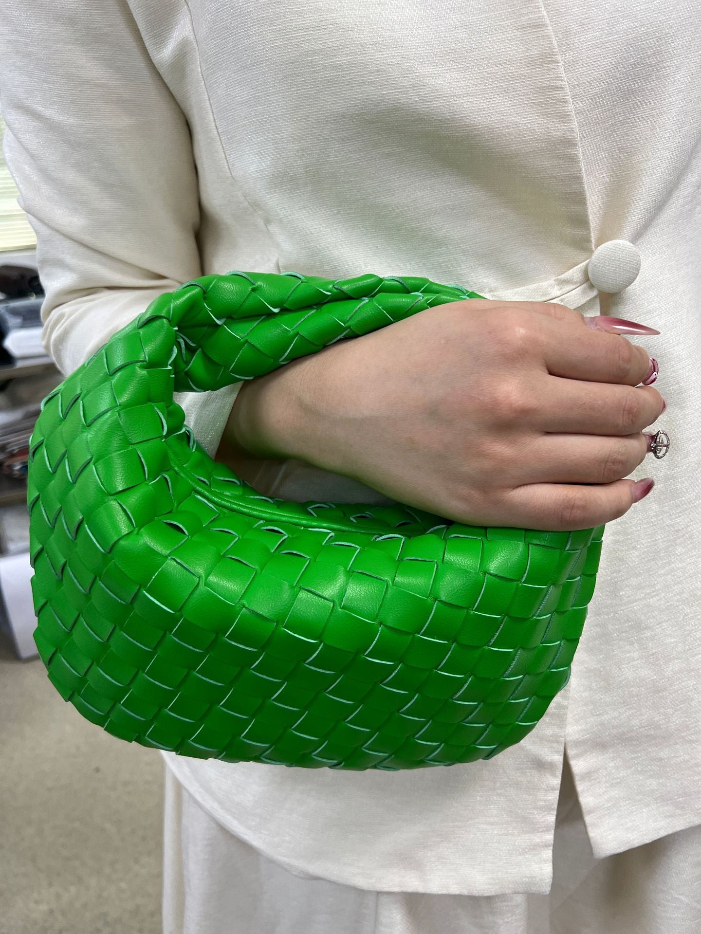 Woven Female Cloud Croissant Hand Holding Handbags