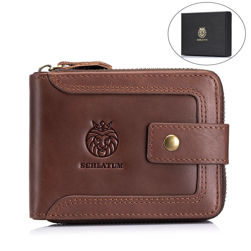 Men's Cowhide Swiping Genuine Leather Horizontal Retro Men's Wallets