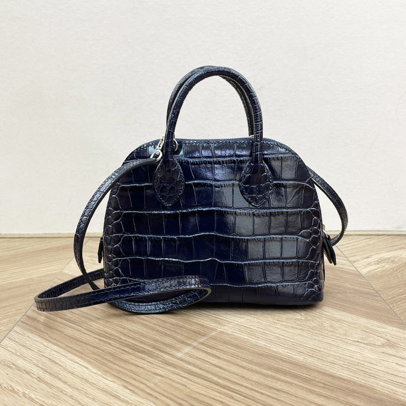 Women's Wax Line Top Layer Cowhide Bowling Crossbody Bags