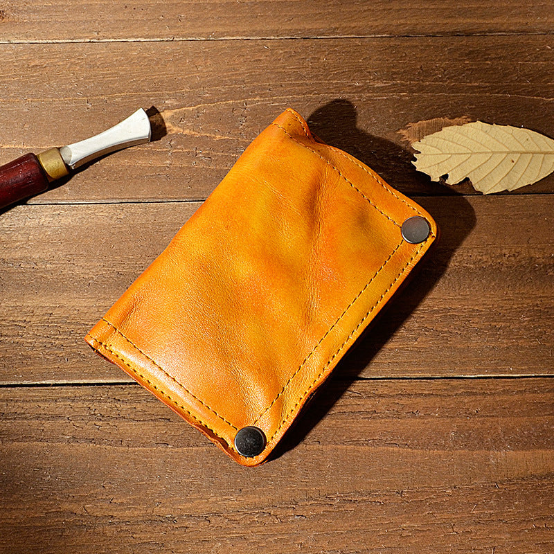 Men's Pleated Vegetable Tanning Leather Retro Large Men's Wallets