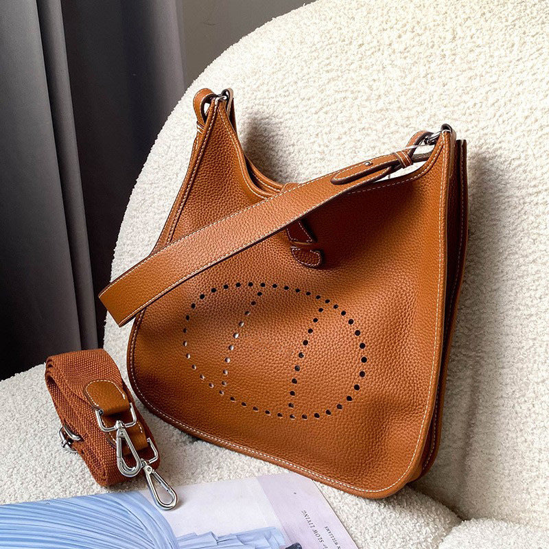 Women's Genuine Leather First Layer Cow Wide Crossbody Bags