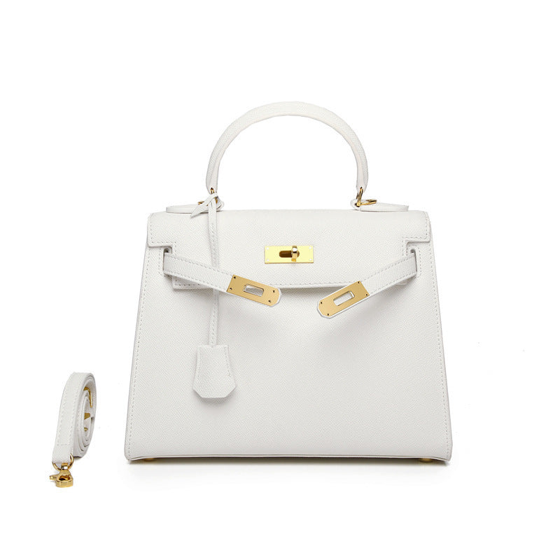 Women's Palm Print Cowhide Platinum Twist Genuine Handbags