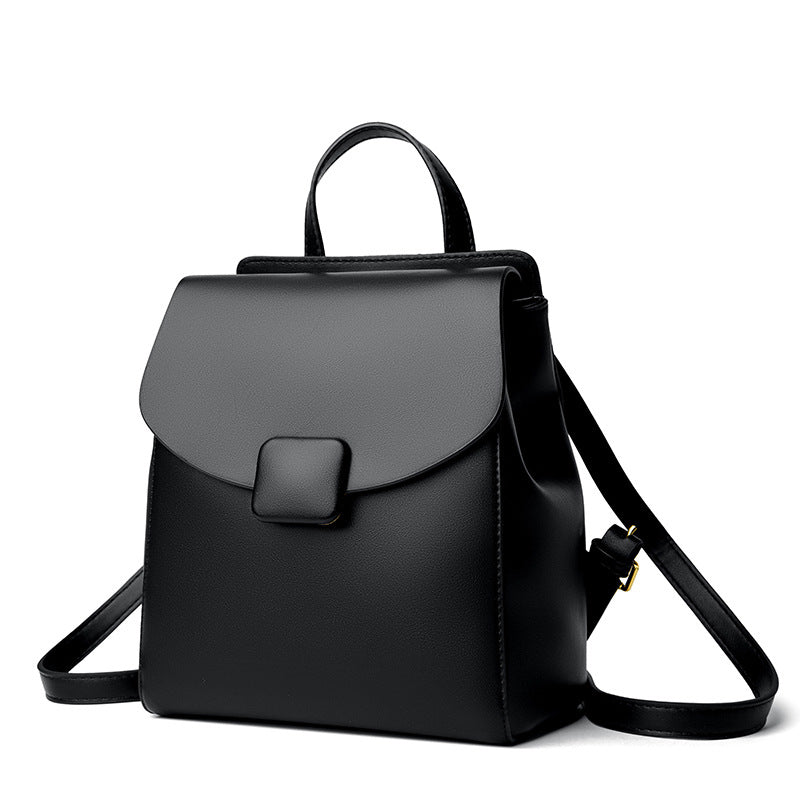 Women's Sense Leather Contrast Color Design Versatile Backpacks