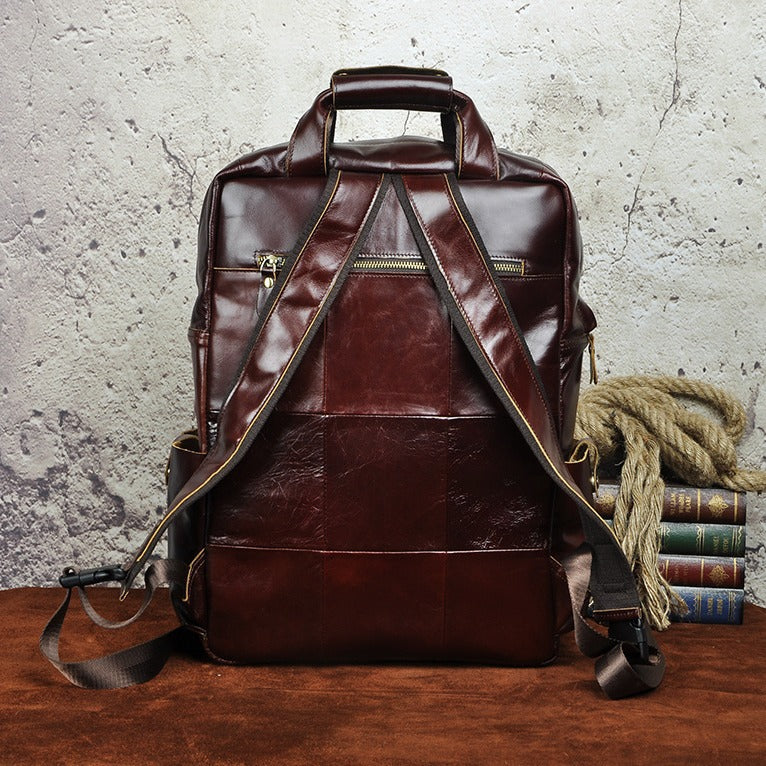 Men's Crazy Horse Skin Cowhide Retro Large Backpacks