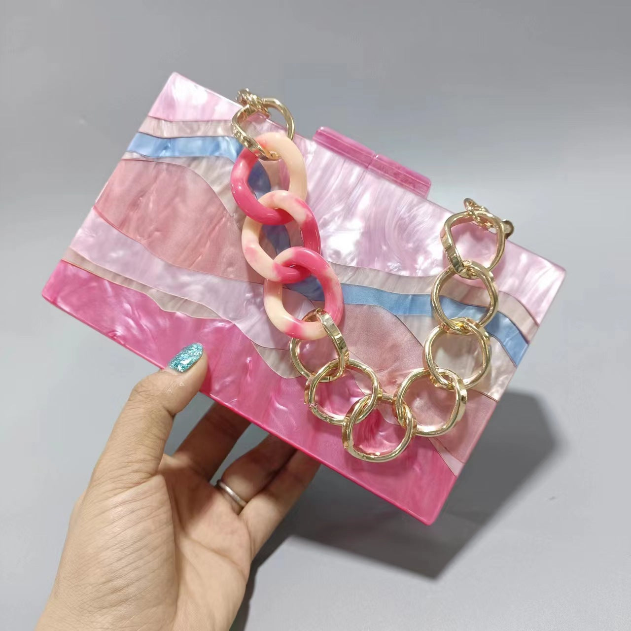 Women's Contrast Patchwork Acrylic One Wedding Banquet Bags