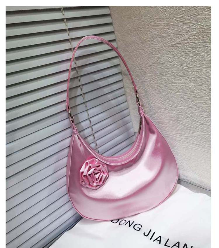 Women's Design Vintage Satin Selenodont Rose Flower Armpit Bags