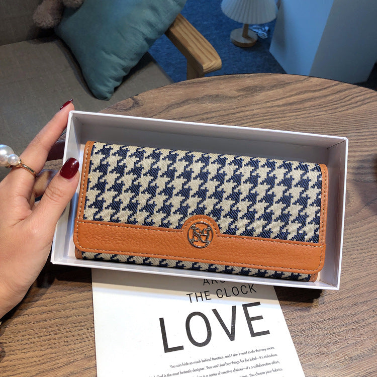 Women's Long Genuine Leather Design Multi Canvas Ladies Wallets