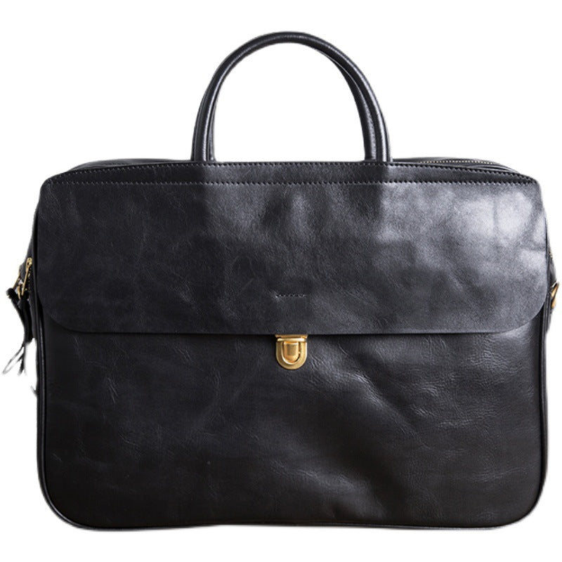 Men's Portable Genuine Leather Retro Commuter Business Bags