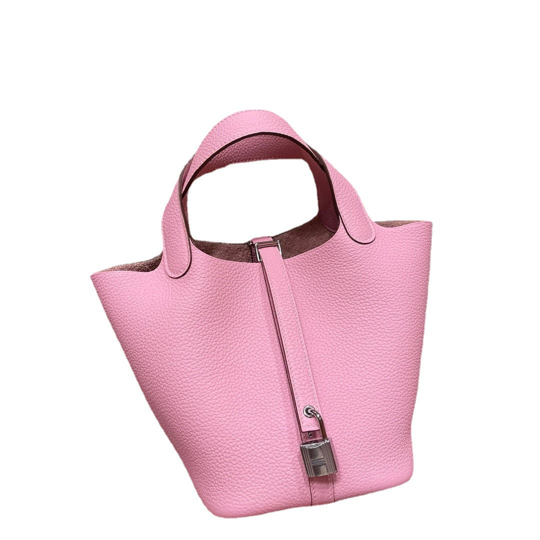 Cowhide Wax Line Vegetable Basket Layer Lychee Bucket Bags