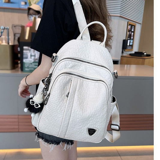 Women's White Soft Cover Leisure Fashion Backpacks