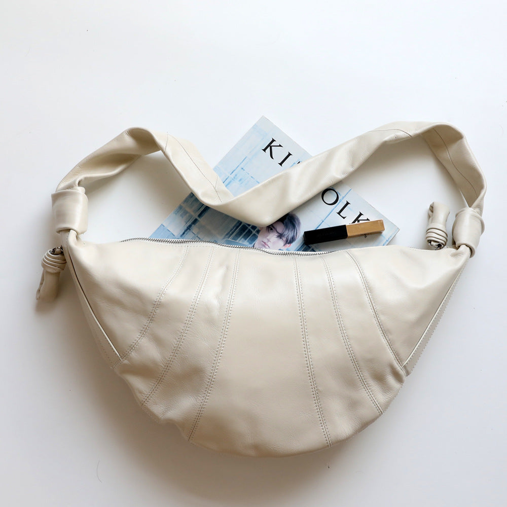 Women's Lightweight Croissant First Layer Cowhide Vintage Crossbody Bags