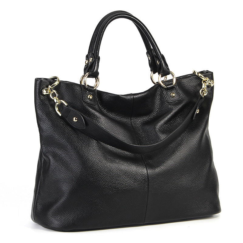 Women's Layer Cowhide Large Capacity Portable Stylish Shoulder Bags