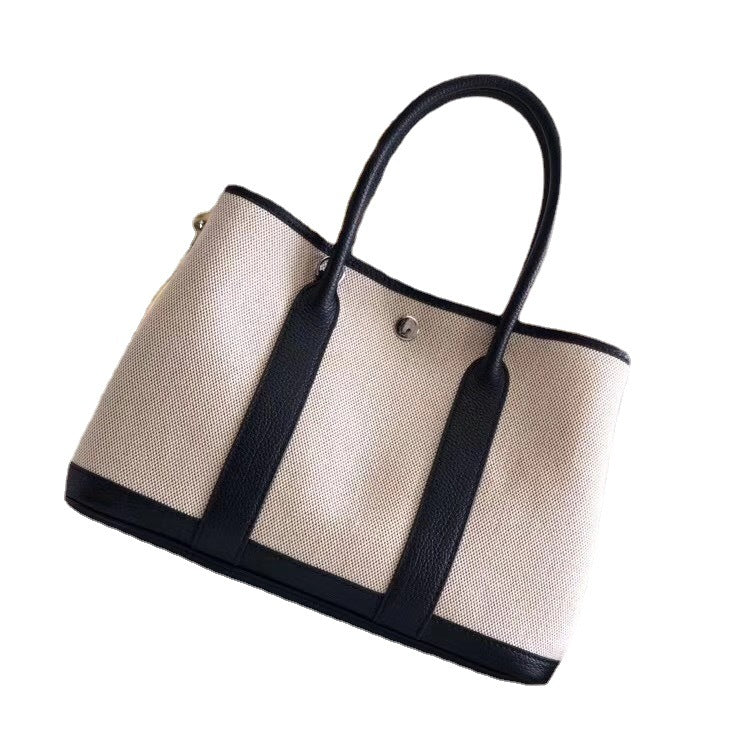 Women's Canvas With First Layer Cowhide Garden Real Crossbody Bags