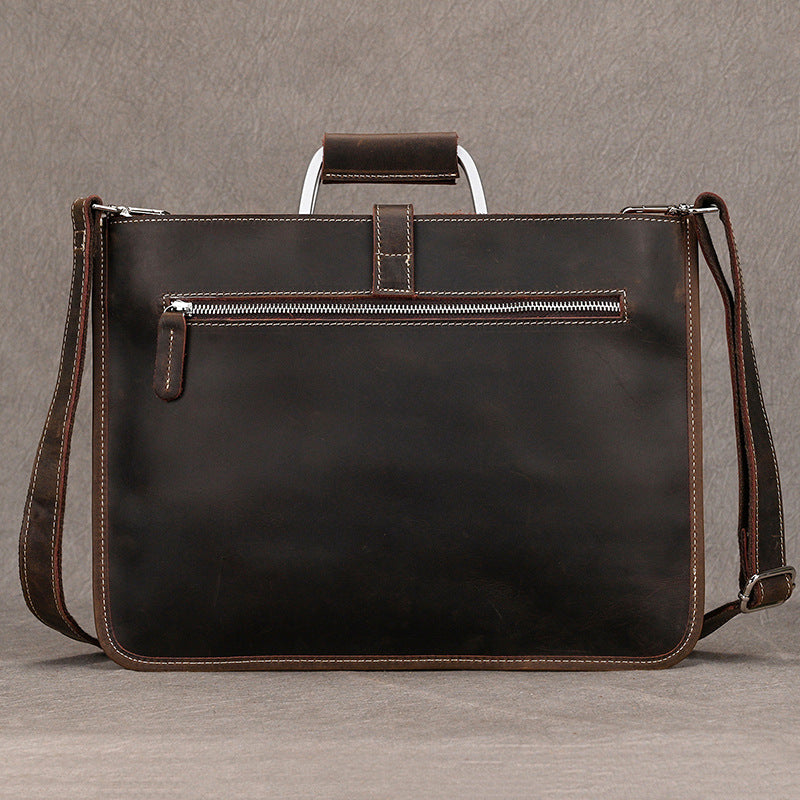 Men's Horse Leather Vintage Document Genuine Horizontal Men's Handbags