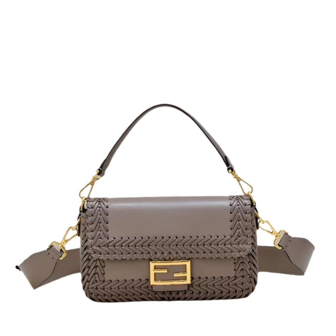 Women's Baguette Saddle Bamboo Woven Chain Presbyopic Crossbody Bags