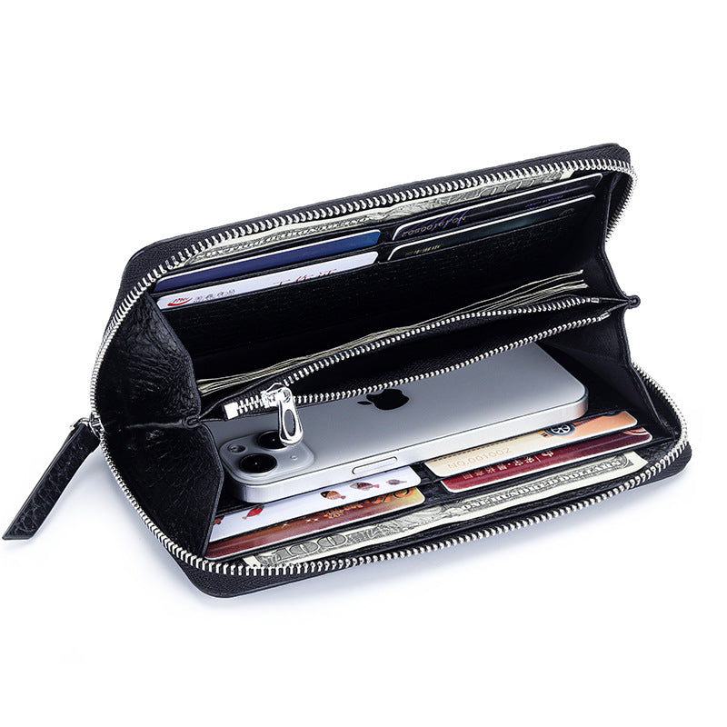 Women's Cowhide Fashion Elephant Pattern Hand Holding Ladies Wallets