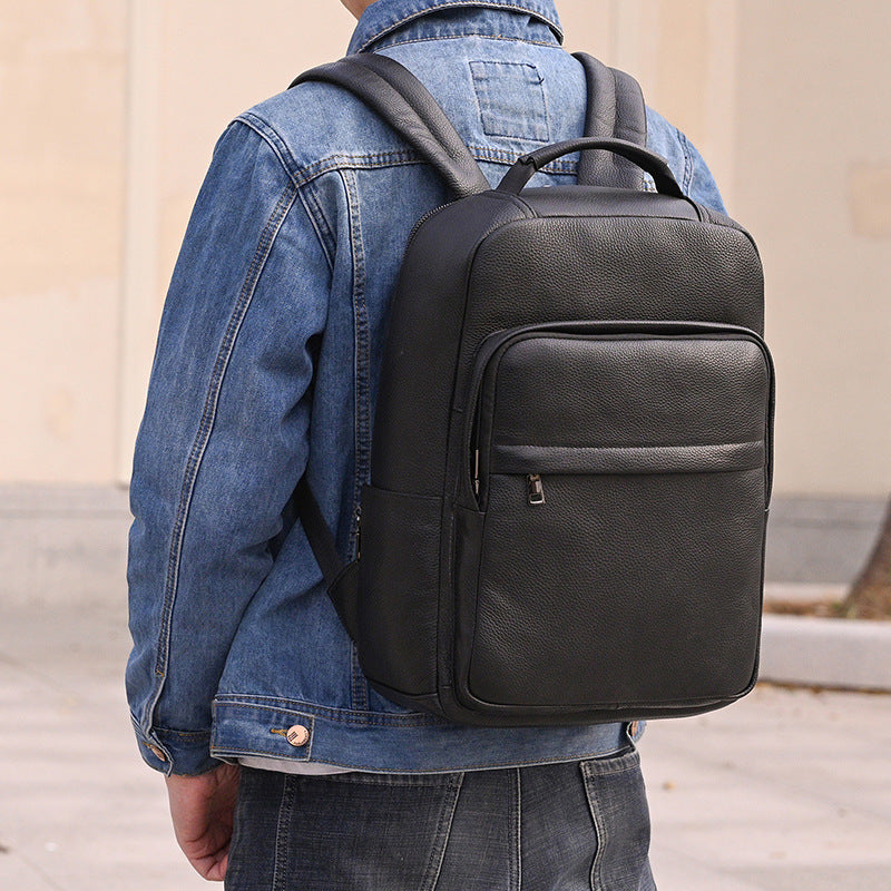 Men's Leisure Leather Inch First Layer Cowhide Backpacks