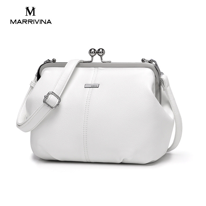 Women's Retro Clip Solid Color Large Capacity Crossbody Bags