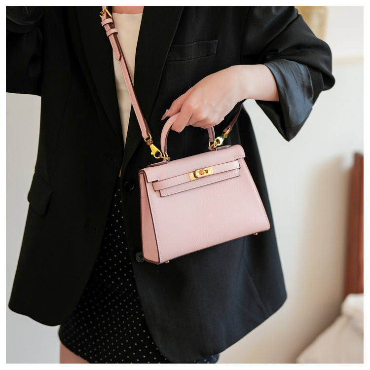 Retro Kelly Palm Pattern Genuine Leather Shoulder Bags