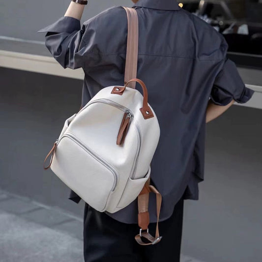 Women's Versatile Leather Cowhide Commuter Computer Backpacks