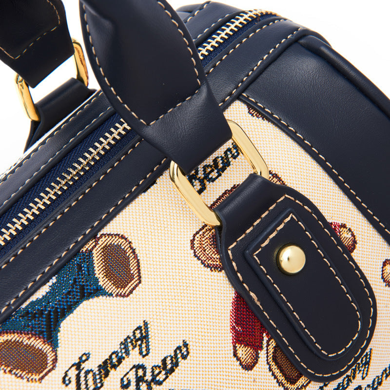 Women's Innovative Bear Boston Fashionable Canvas Handbags