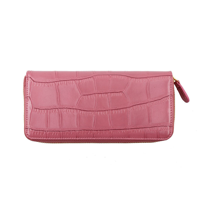 Women's Style Crocodile Pattern Clutch Expanding Cowhide Chain Long Ladies Wallets